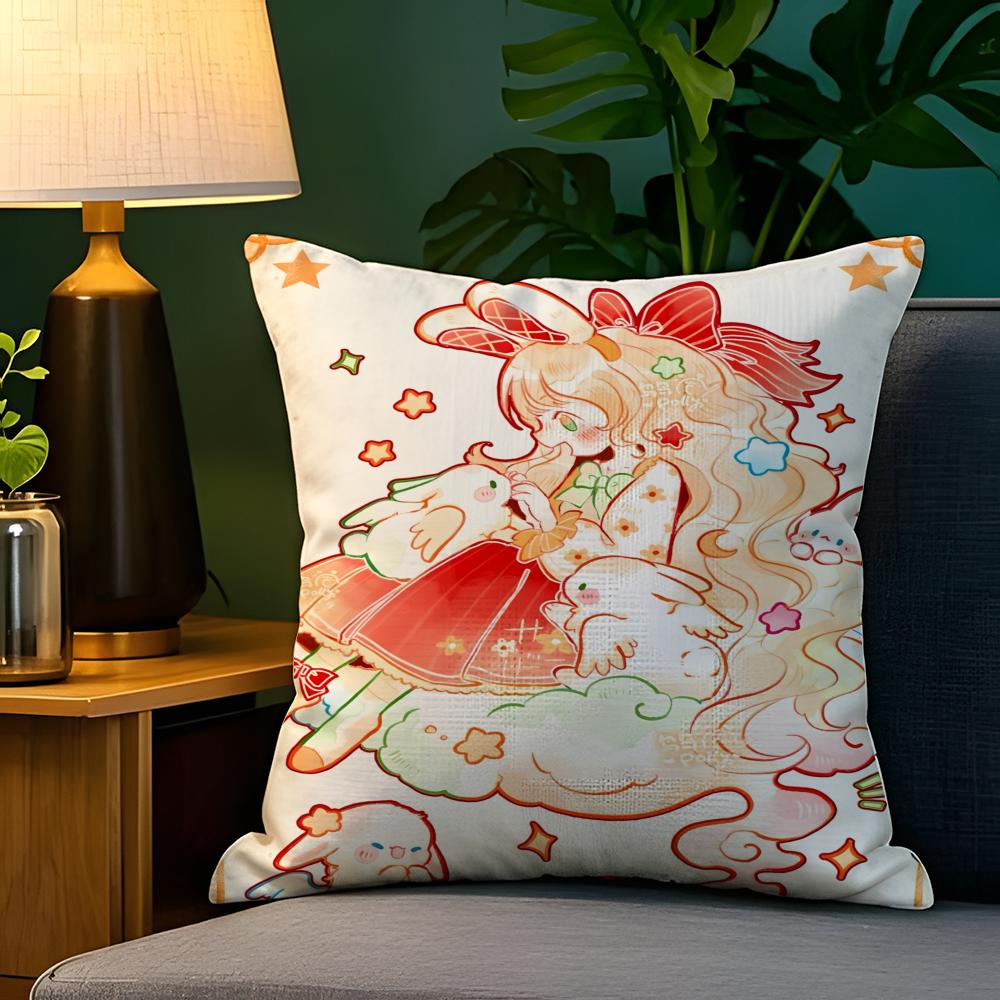 Stampstyle girl illustrations Pillow Case Natural Linen Pillow Case DoubleSided Decor Sofa Pillowcase Home Decor