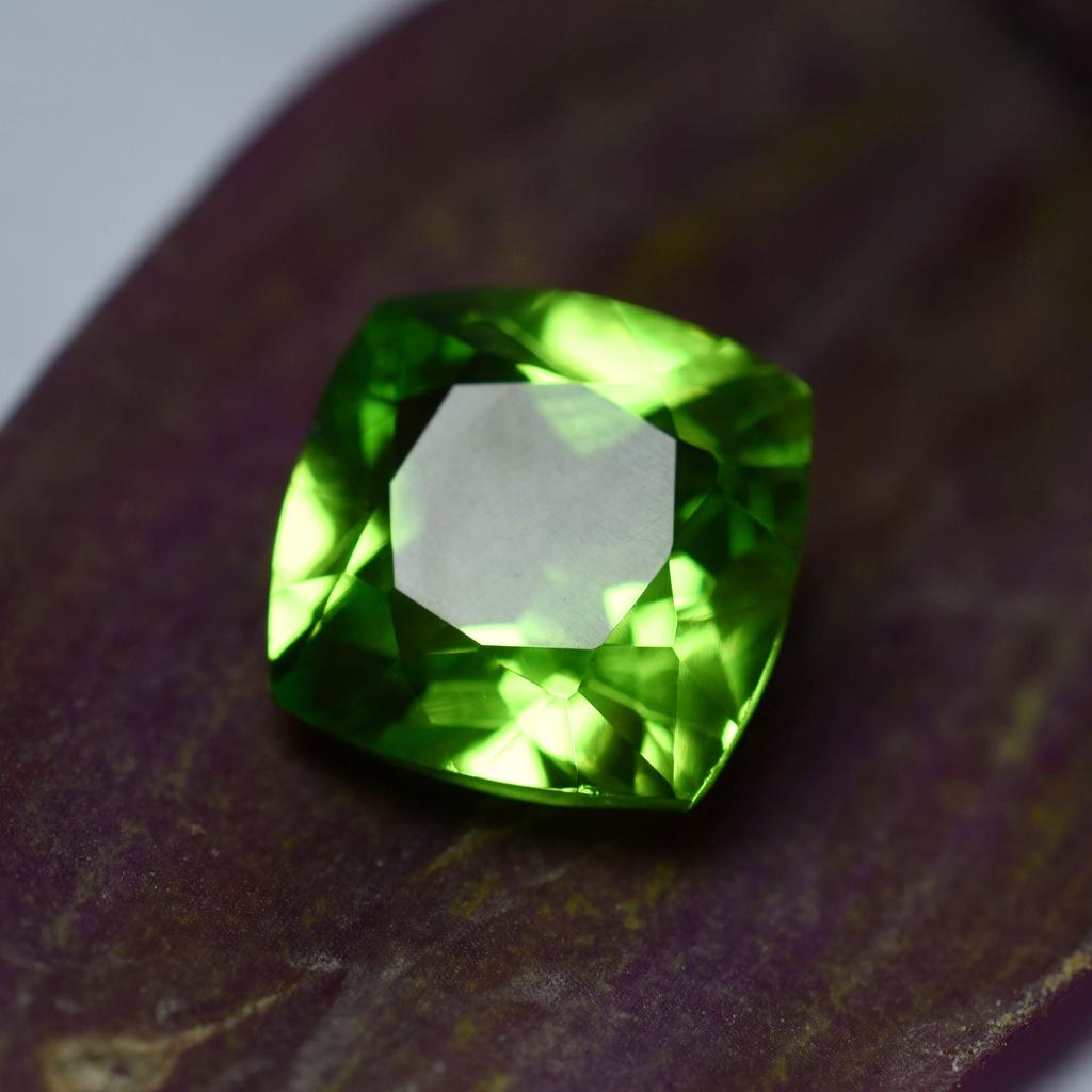 9.85 Ct Natural Peridot Green Square Cushion Cut Loose Gemstone
