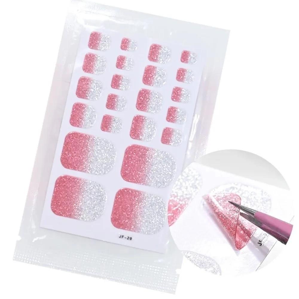 22 autocollants pour ongles d'orteils couleur unie finition irisée par feuille - Rénovation des ongles DIY à la maison