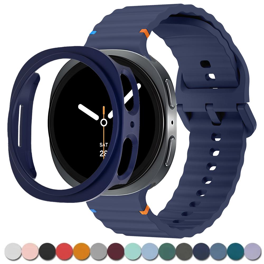 NEW PC Case+Silicone Band for Samsung Galaxy Watch 8 40mm 44mm Bracelet Hollowed Protector Cover For Galaxy Watch 8 Accessories