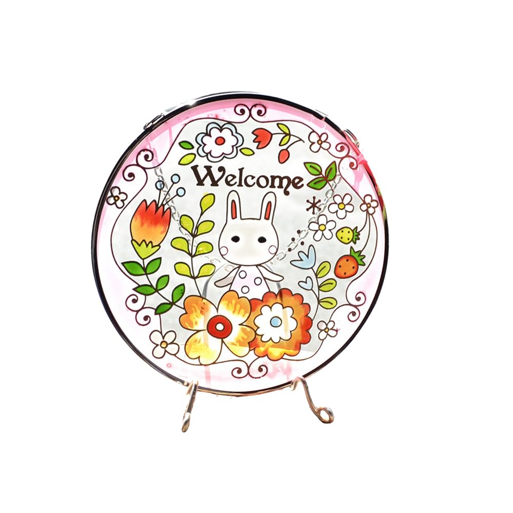 Fourcart Милый Ручной работы Стеклянная Витражная Рамка Сказочный Лес Кролик Приветствие Круглая