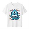 Unisexs Kawaii Chibi Blue Little Monster With Chibi Sign Print T Shirt Harajuku Casual Tee Unisex Summer Cotton Short Sleeve Tops