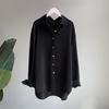 Women Shirt Lapel Long Sleeve Buttons Placket Casual Shirt Solid Color Commuter