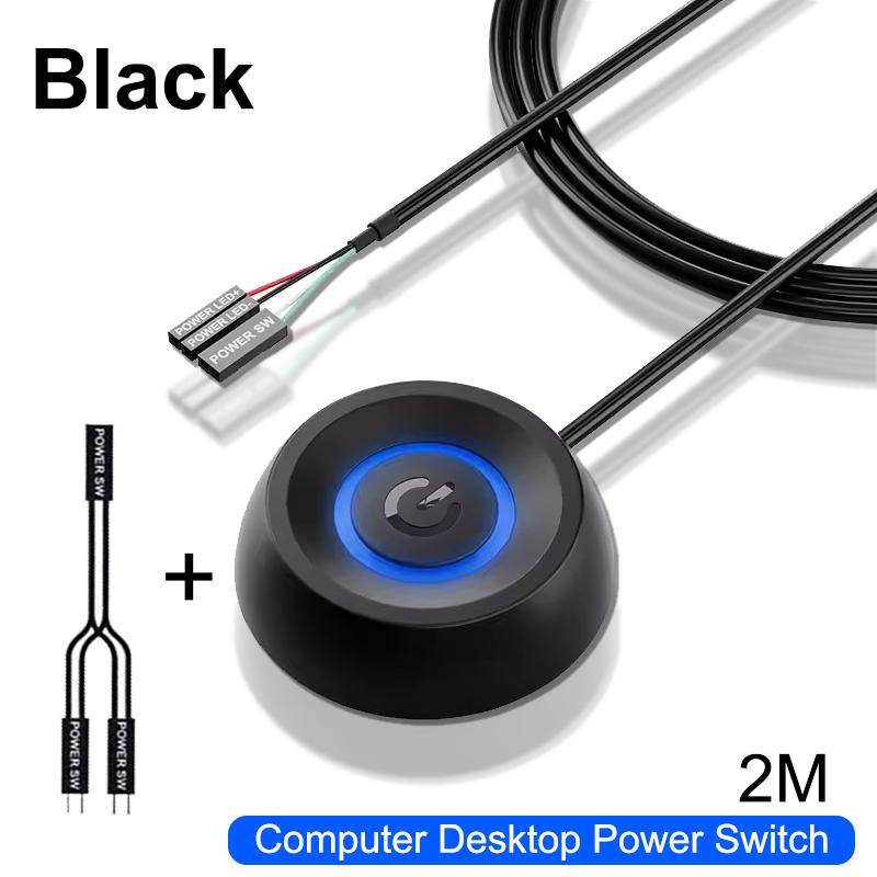Pushbutton Desktop Switch PC Motherboard External Power LED Light Button Extension Cable for Home Office Computer Desktop Switch