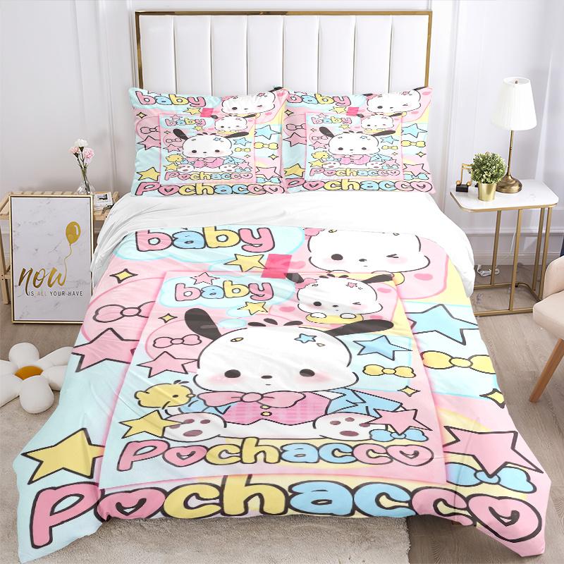 3pcs Sanrio Baby Pochacco Quilt Cover Set - Soft and Cozy Bedroom, Guest Room and Dorm Decorative Bedding 3-Piece Set 1 Quilt Cover + 2 Pillow Sh