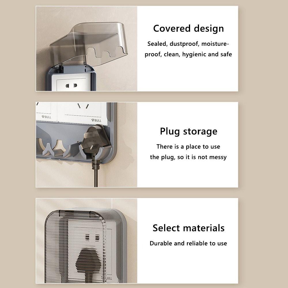 Punch-free Socket Dust Cover with Storage Rack Kitchen Plug Storage Cartoon Waterproof Box