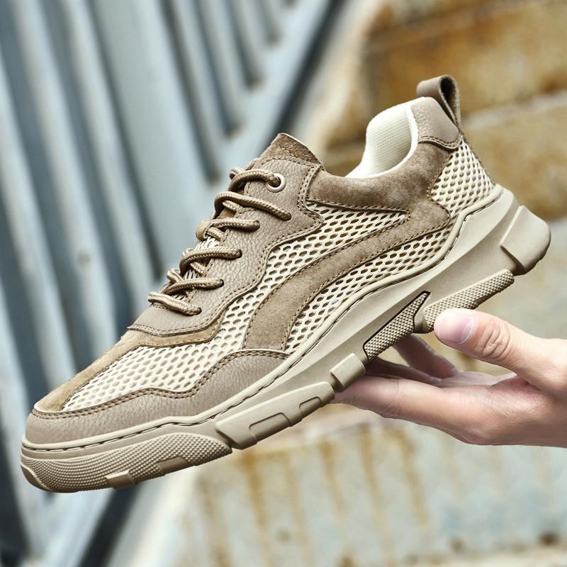 

Модные летние хиты продаж, новые мужские кожаные туфли, спортивная обувь для мальчиков, повседневная сетчатая обувь, дышащие мокасины, удобные уличные нескользящие кроссовки 45 хаки