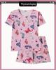 Women's Summer Cartoon Pajama Set - Cute Korean Style Christmas Short Sleeve & Shorts Homewear