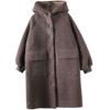 Fat winter coat medium and long new large size loose lamb wool age-reducing hooded thickened coat women