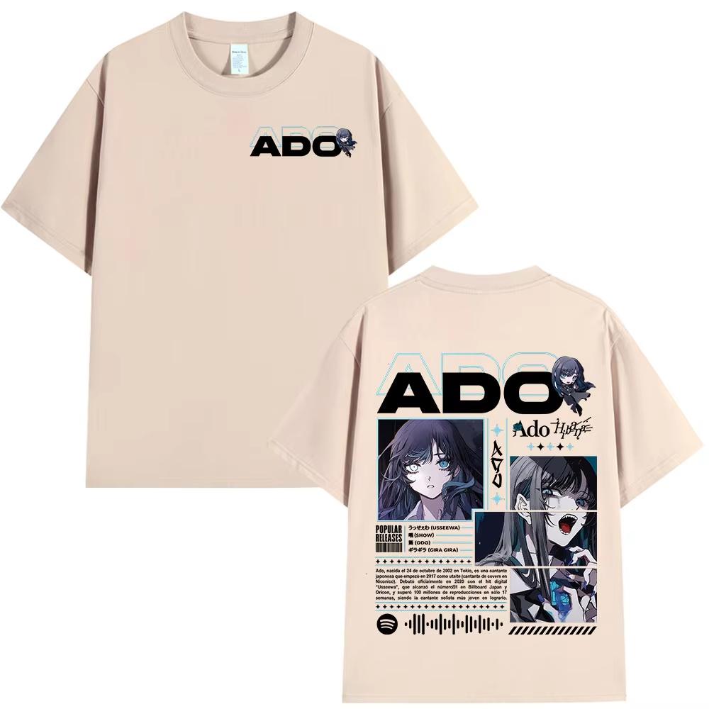 Ado World Tour 2025 Hibana Merch T Shirt Men Women Clothing Fashion Printed T-shirt Cotton Casual Short Sleeve Oversized T-shirt