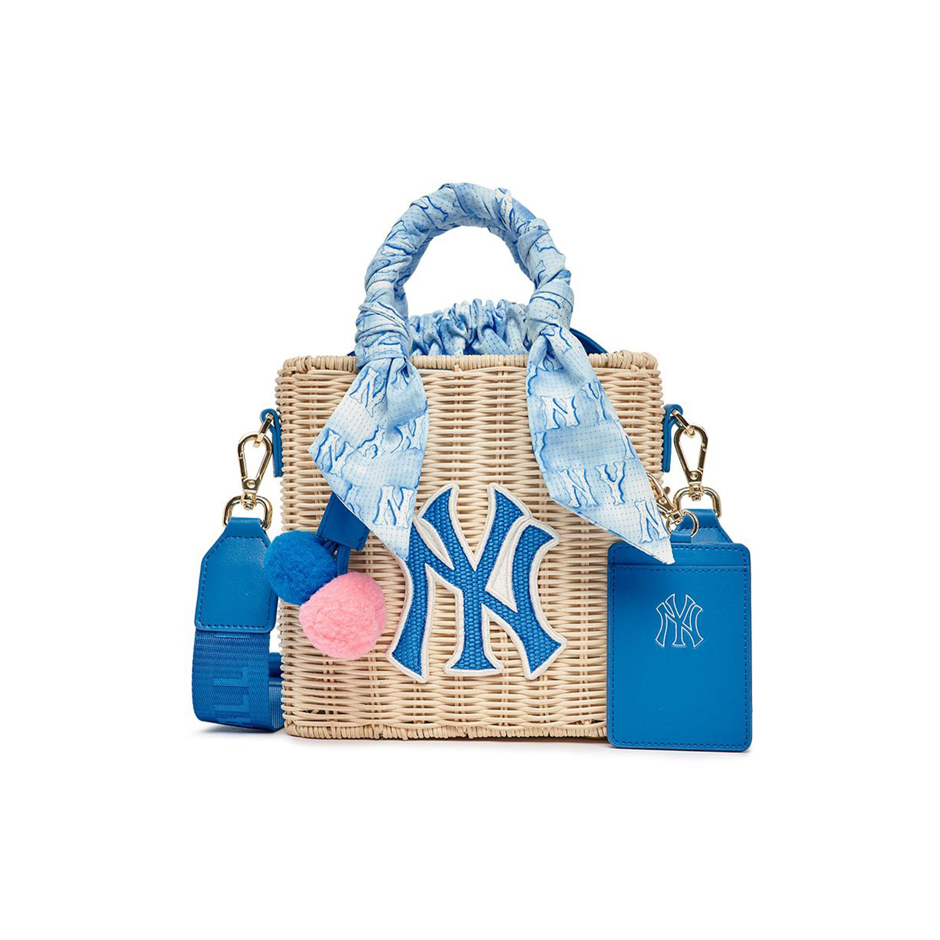 MLB Logo Fashion Decorative Raffia Polyurethane Handheld Shoulder Crossbody Bag Men Bags Blue 7ACRM0533-50TQD Blue