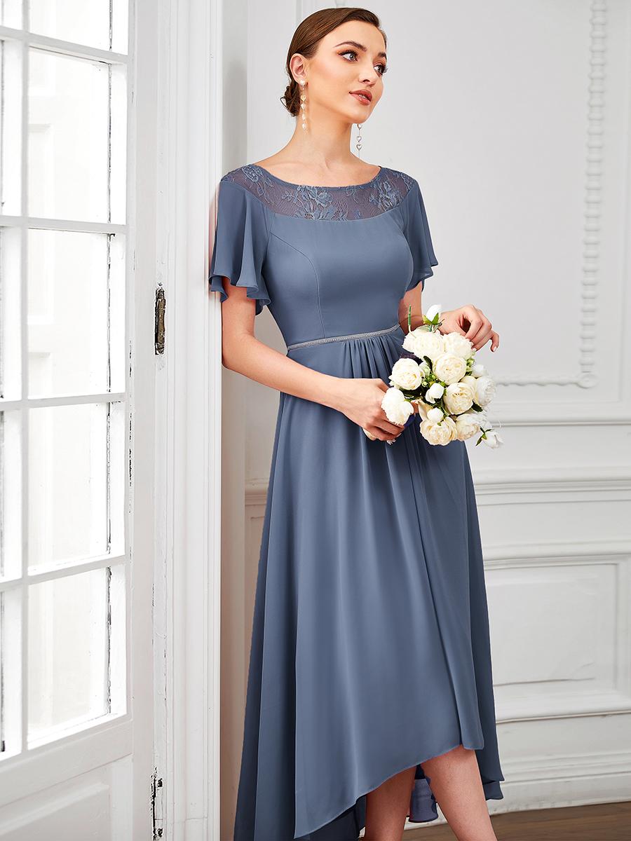 Женские шифоновые платья-миди Ever-Pretty с вырезом лодочкой и короткими рукавами — фото 18