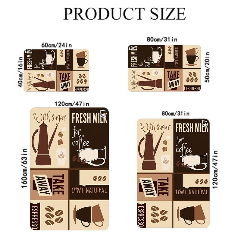 1 Piece of Soft Kitchen Carpet Hot Coffee Beans Print Design Floor Mat Anti Slip for Decorating The Kitchen Living Room Home Rug