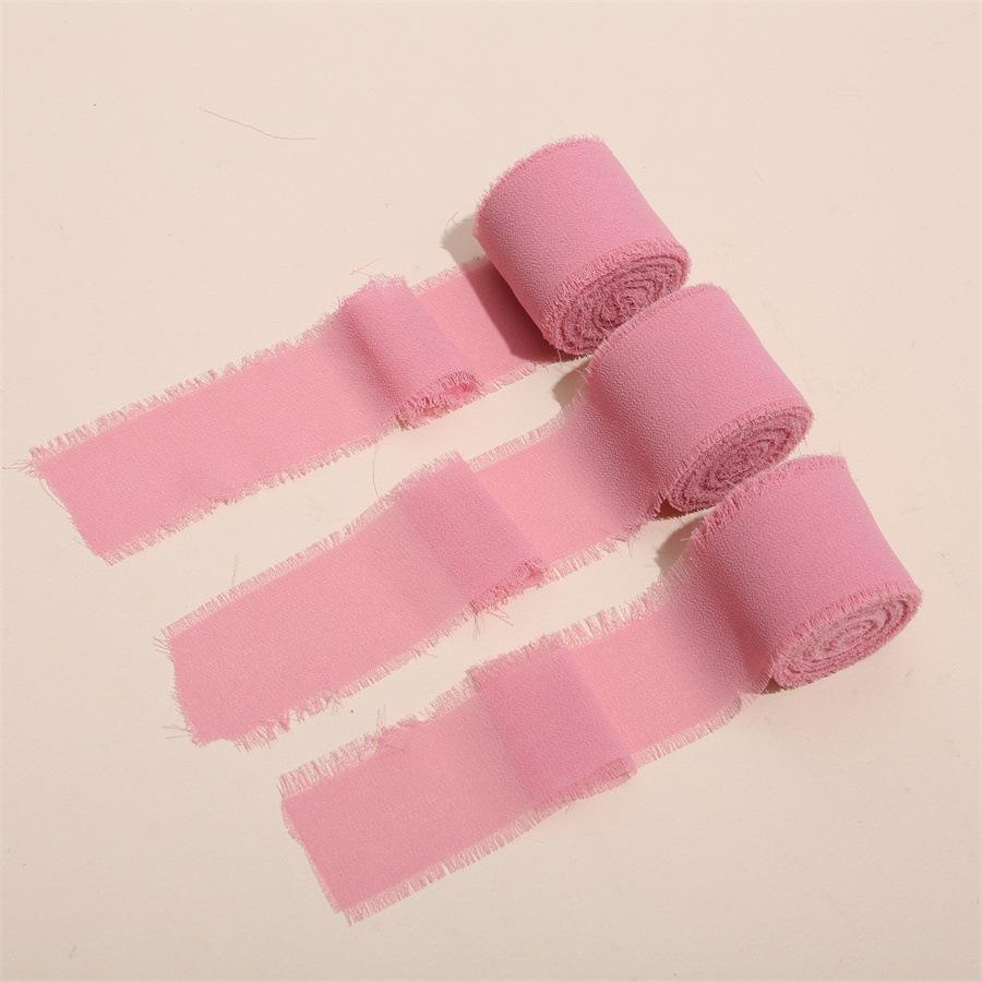 3 Roll/set 5m Frayed Edged Satin Handmade Chiffon Silk Ribbon For Wedding Invitation Bouquets Birthday Party DIY Decoration Gift