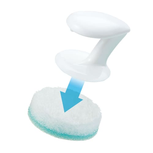 Mamaita Kitchen Sponge, White/Blue, 6.5cm Wide x 6.5cm Deep x 6.3cm High, Kitchen Clean Pro, for Glass Tops, IH, and Gas Stoves, Removing Burnt Food,