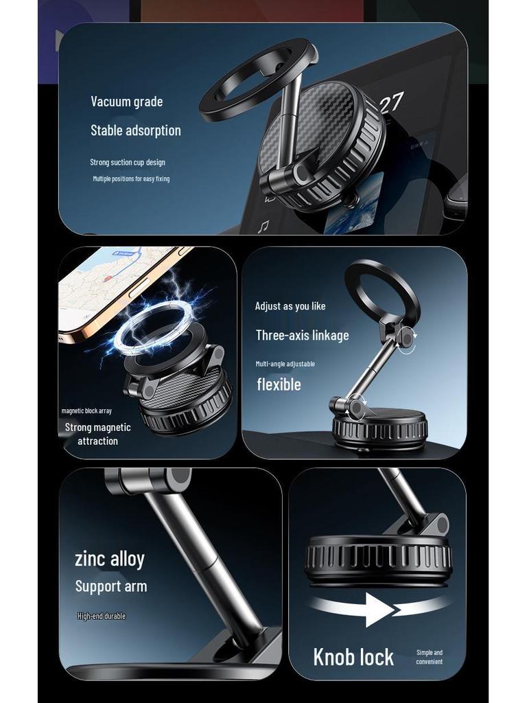 Vacuum Magnetic Rotating Phone Holder for Desktop, Wall, Bathroom, Car, and Live Streaming