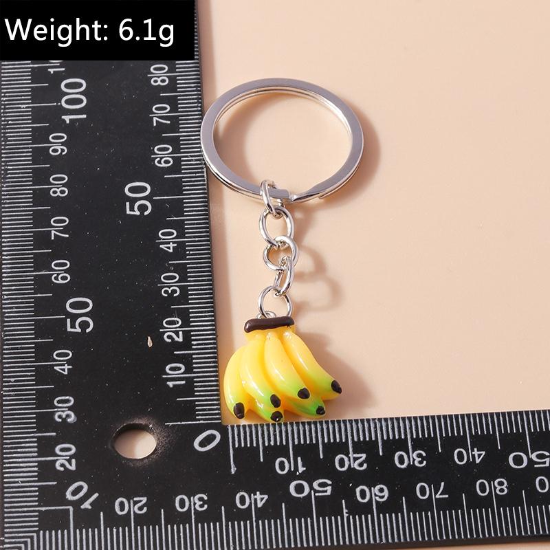 Cute Cartoon 3D Food Keychains Banana Strawberry Keyring for Car Keyholder Handbag Pendant Charms DIY Kid's Gift Accessories
