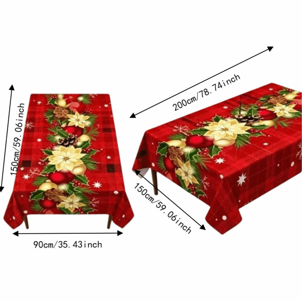Oil-proof Christmas Santa Claus Tablecloth Waterproof Xmas Deer Table Mat Home Dector