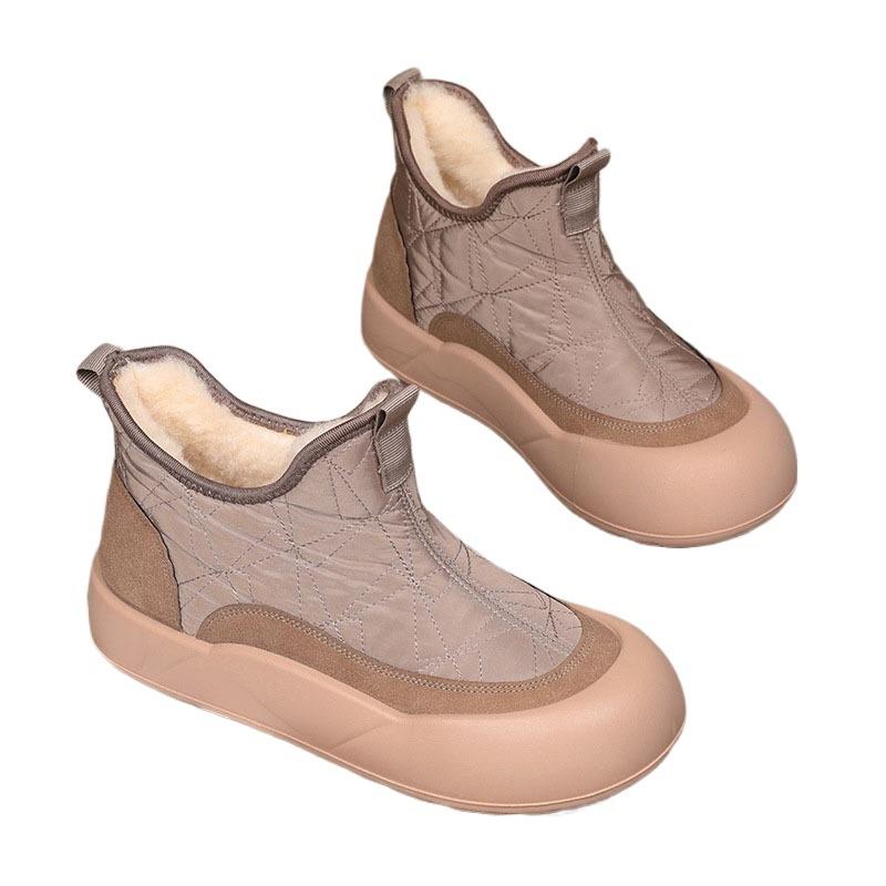 Kadın Hakiki Koyun Derisi Kışlık Botlar, Su Geçirmez Slip-On Koyun Yünü Astarlı Kar Botları, Kaymaz Moda Konfor Bilek Botları