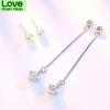 New 925 Sterling Silver Women Pendant Fashion Square Ear Line All -Match Pearl Ear Studs High Quality Zircon Pair Earring Jewelry