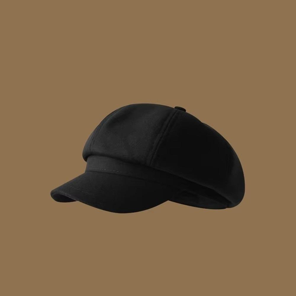 Windproof Beret Cap Solid Color Painter Peaked Hat  Autumn Winter Girl Accessories