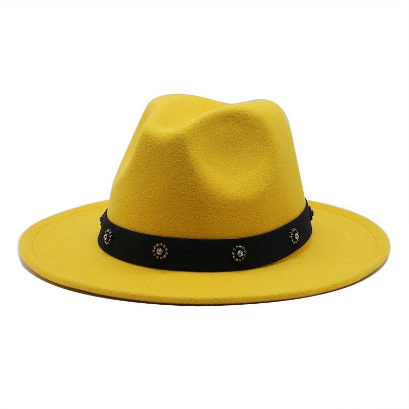 Top Hat British Classic Jazz Hat Wool Hat Big Eaves Hat Flat Edge Jazz Hat