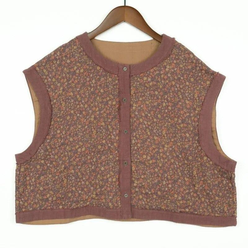 

Johnature женские хлопковые жилеты с цветочным принтом, пальто с круглым вырезом и пуговицами, весенние женские свободные жилеты высокого качества в китайском стиле, пальто One Size кофейный