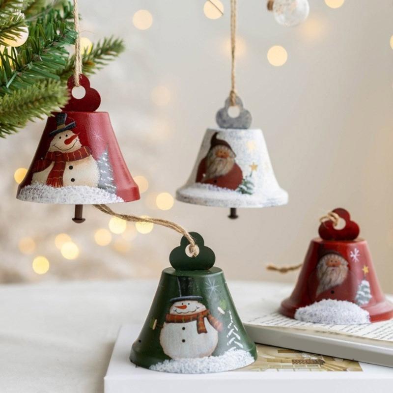 Iron Christmas Santa/Snowman Bells Hanging Pendant Home Festival Window Ornament Holidays Office Embellishment