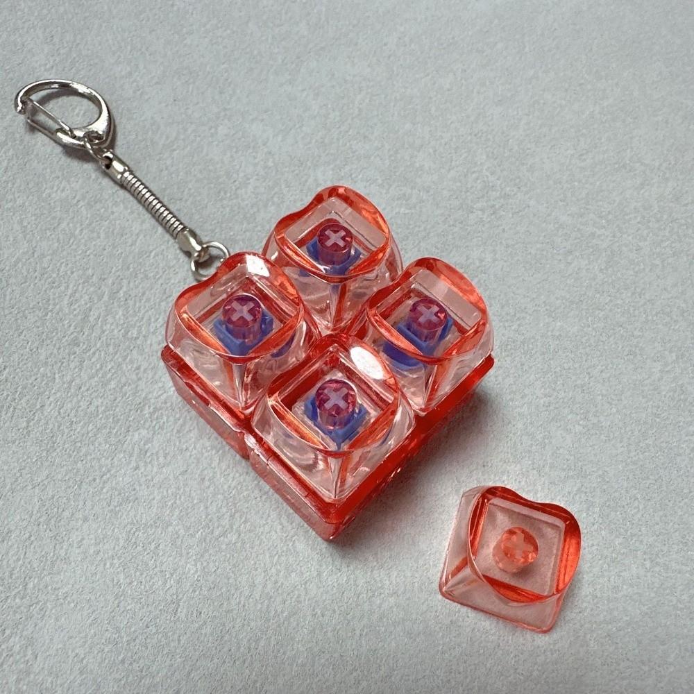 New 2/3/4 Keys Keyboard Keychain Key Button Pass The Time Keycap Keychain Transparent Stress Relief Pinch Adult