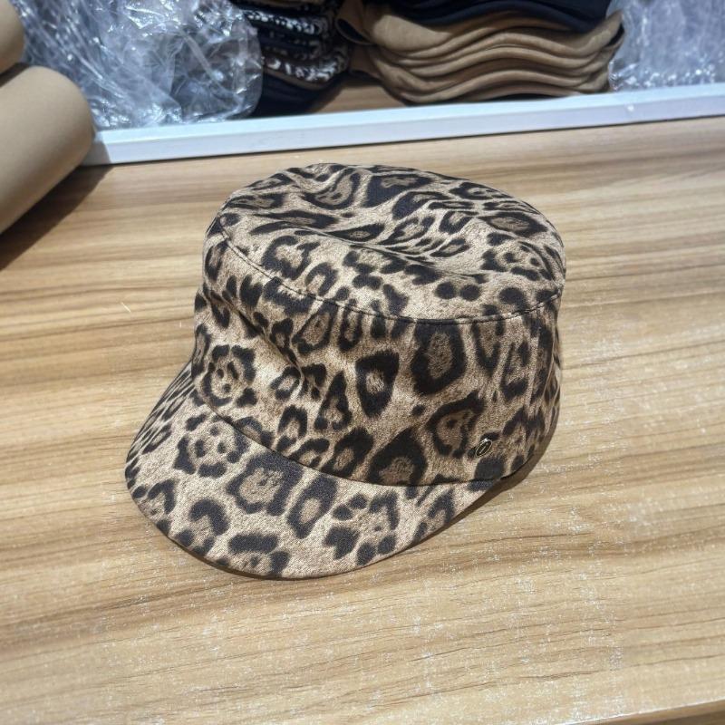Retro Old Money Wind Leopard Print Flat-top Equestrian Hat Female Summer Travel Sunscreen Visor Show Face Little Knight Newspaper