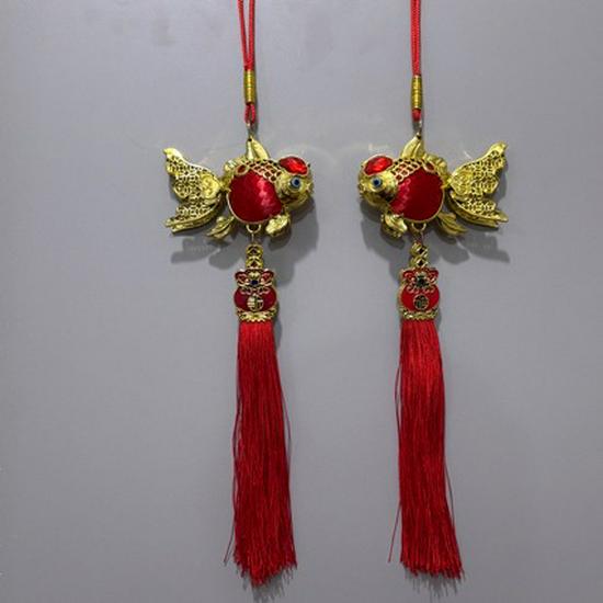 Guochao Koi Lantern Pendant: Gold Silk Tassel Decor for Housewarming & New Year Celebrations