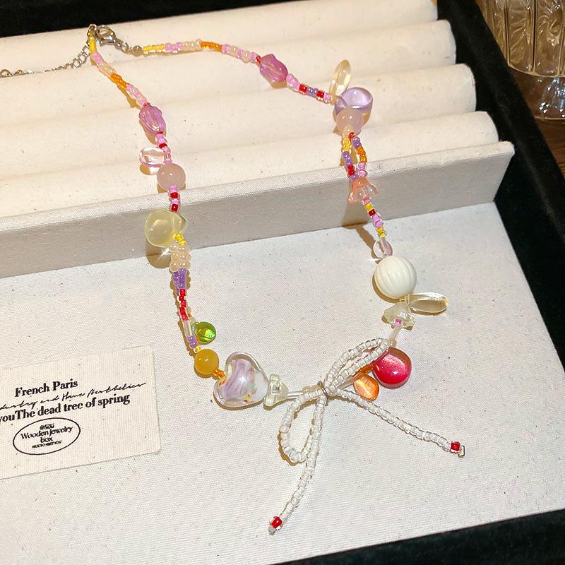 Natural Stone Necklace Sweet Dopamine Pearl Baroque Necklace Simple Collarbone Chain Fashionable Temperament Accessory