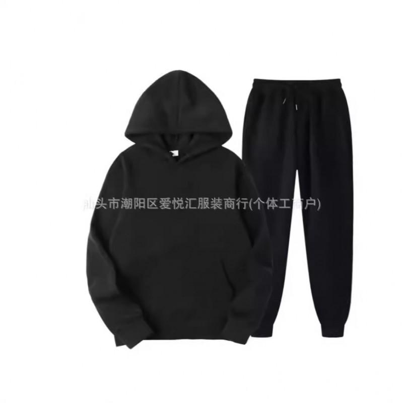 Mens Vintage Washed Hooded Long Sleeve Shirt Jogger Pants Set Casual Loose Fit Streetwear Fall