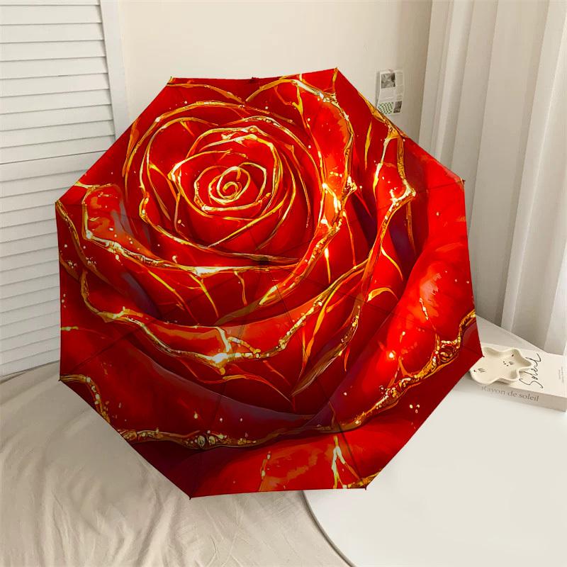 

1PC Rose Gold Umbrella-8-Rib Reinforced, Automatic Open, Lightweight & Durable, Cute Fashion Accessory for Outdoor-P50