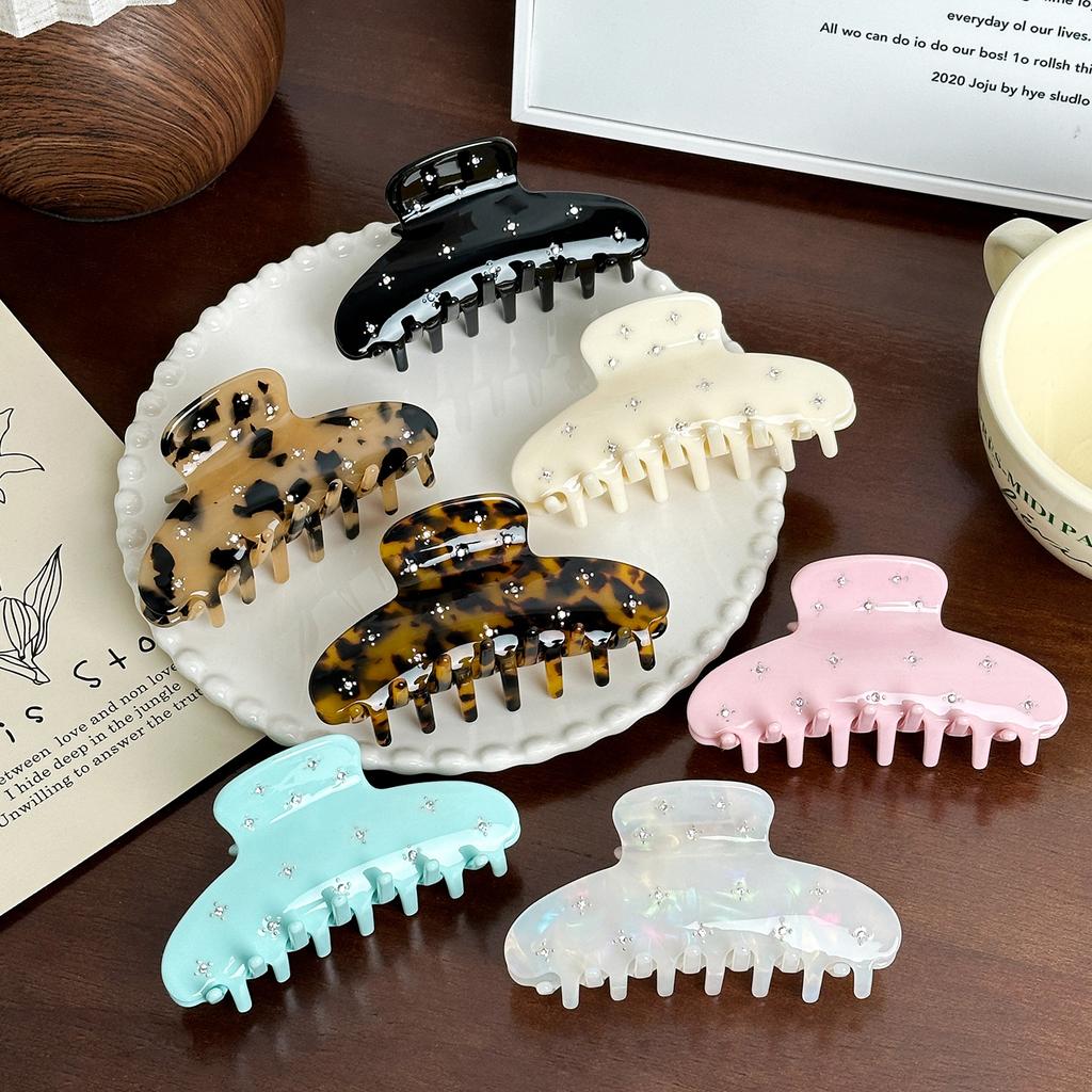 Stylish Acetate Rhinestonedecorated Hair Claw Clip For Elegant And Trendy High Ponytails