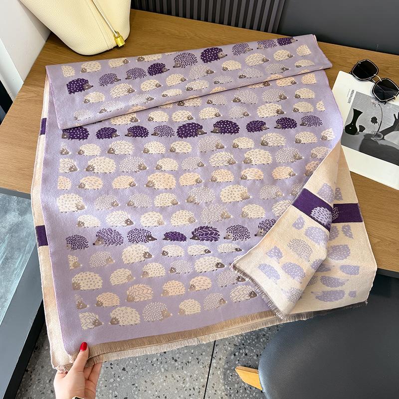 Fashion versatile contrasting colors double-sided imitation cashmere scarf winter high-end warm shawl women