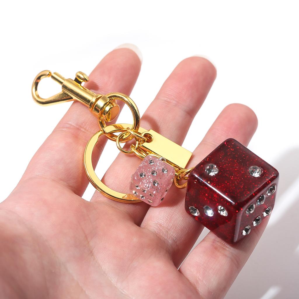 Dice Crystal Drip Alphabet Keychain Student Ladies Bag Pendant Jewelry Gift Pendant Keyring Accessories