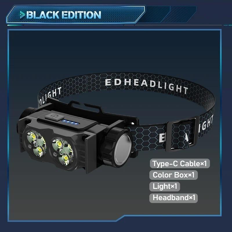 Rechargeable LED Headlamp Super Bright 6 Core 109g Lightweight Hands Free for Outdoor Fishing Camping Mining Long Running Time