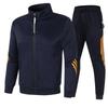 Collar Sports Suit Men's Loose Striped Cardigan Jacket Long Pants Two-piece Set Running Fitness Training Casual