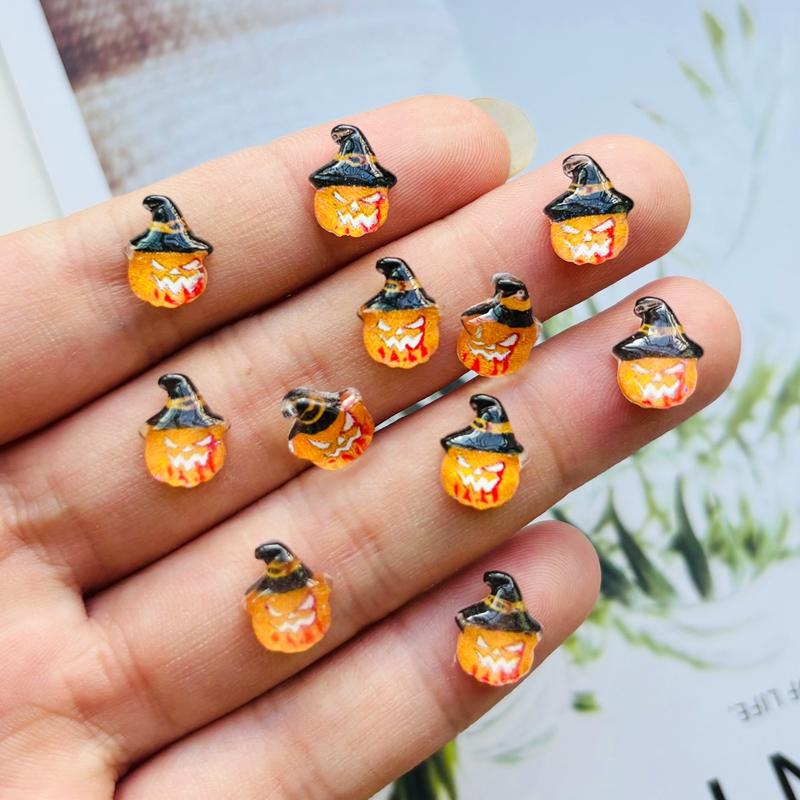 50Pcs Cartoon Gothic Halloween Style Horror Art Pumpkin Head Flat Back Resin Scrapbooking Jewelry Decoration Accessorie A37