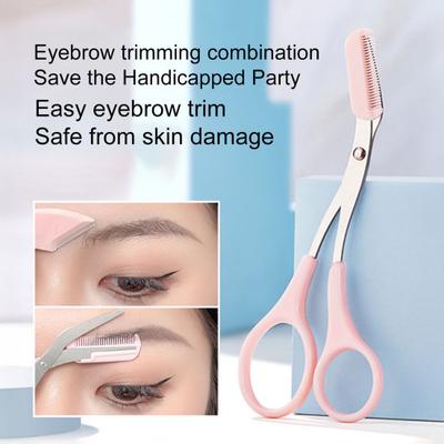 Eyebrow Trimming Scissors with Comb Stainless Steel Non-Slip Precision Eyebrow Trimmer Men Women Brow Hair Removal Grooming Tool