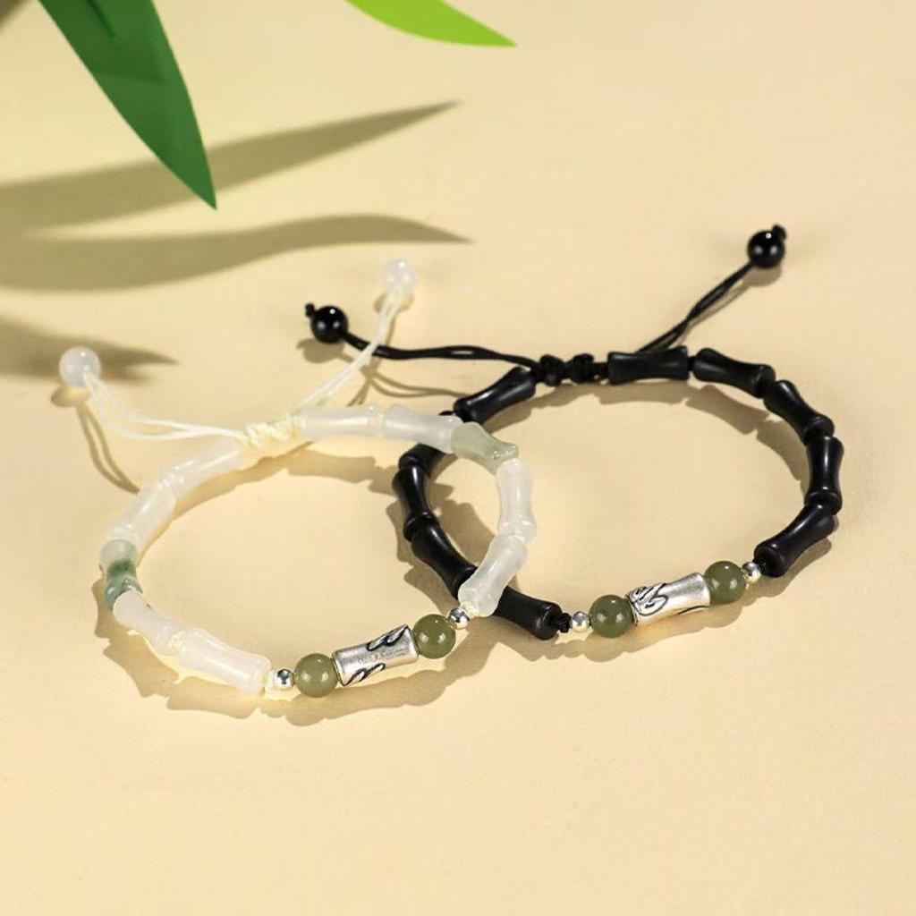 Bamboo Couple Bracelet Chinese Style Black Agate Bracelet Light Luxury Gift