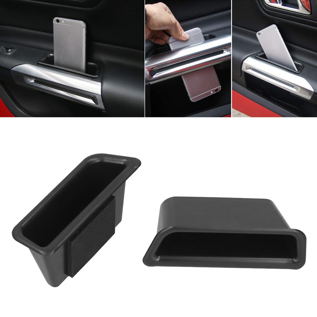 2PCS Car Front Door Handle Storage Box Pocket Black Replacement for Mustang 2015?2017