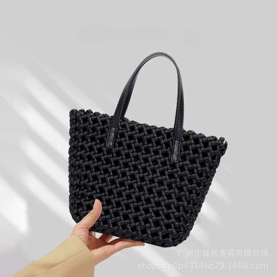 Leather Braided Handbags for Women Luxury Designer Quality Leather Tote Bags and Purses  Fashion Trend Shoulder Bag Black