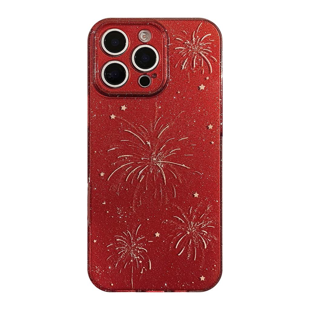 New Year Fireworks Suitable for Apple 16promax Mobile Phone Case Iphone15 Festive Glitter Powder 14 Soft 13 Simple and High End
