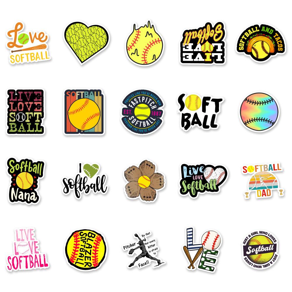 50 Sports Softballs 50 Laptop Skateboard Suitcase Water Cup Doodle Decorative Stickers