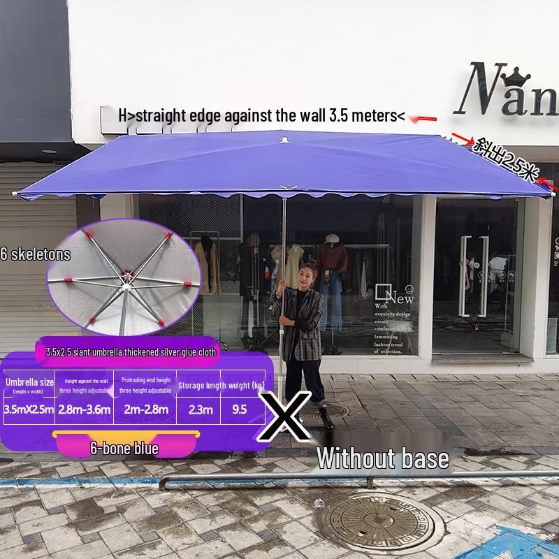 Foldable Outdoor Commercial Sunshade Umbrella with Tilt and Awning