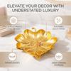 Zinc Alloy Jewelry Dish Golden Trinket Dish Elegant Leaf Shaped Tray  For Rings