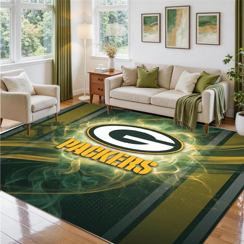 Green Bay Packers Design Crystal Velvet Rug Soft Decorative Mat for Bedroom Entrance