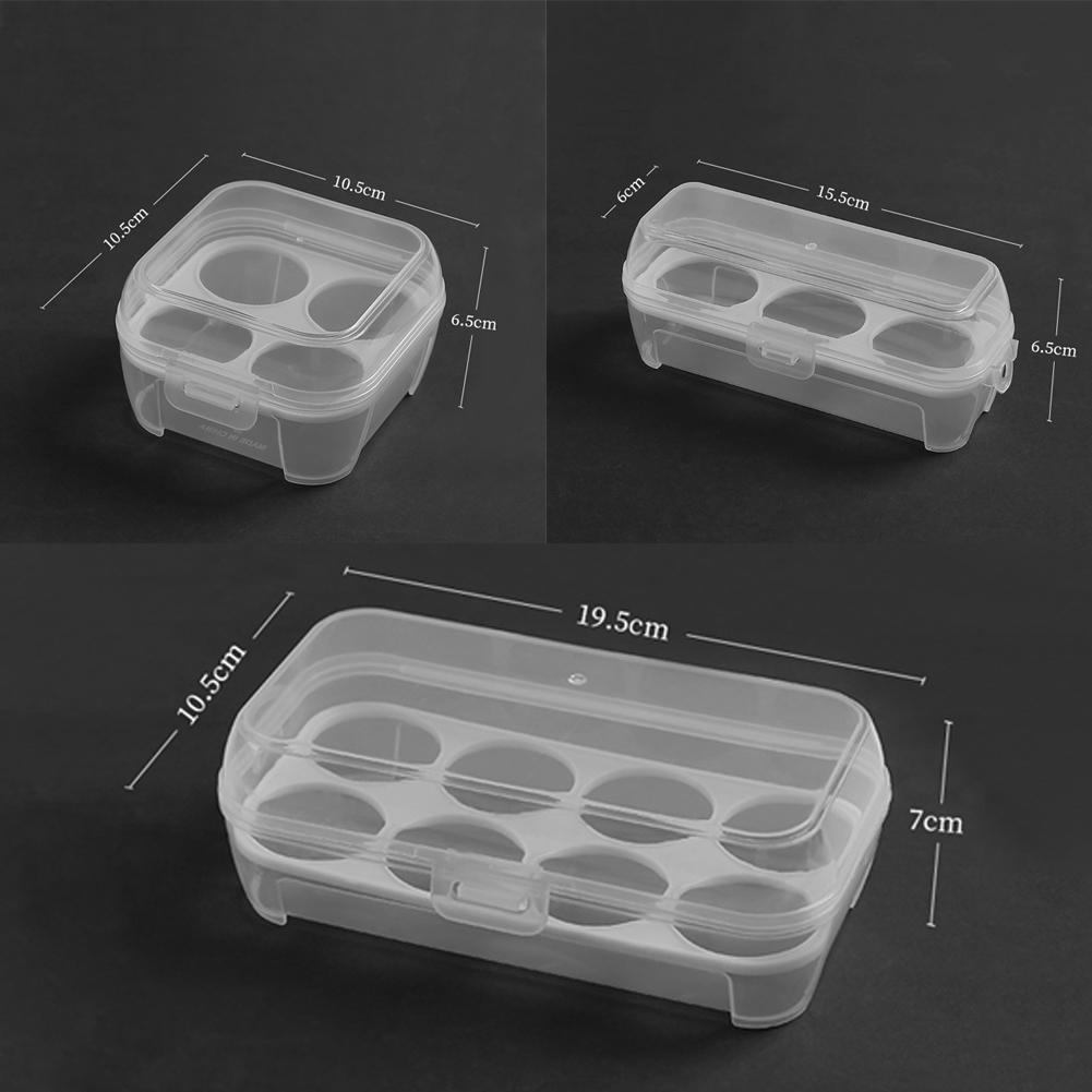Portable Egg Storage Box Tray 3/4/8 Grid Transparent Shockproof Egg Container Waterproof Egg Tray Kitchen Organizer For Outdoor